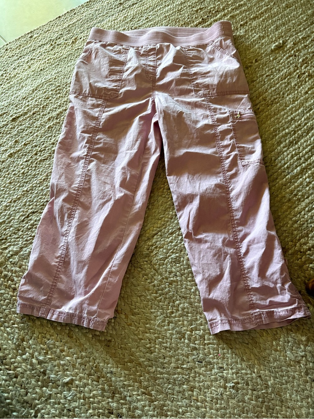 Chico's womens capri roll tab leg blush pink size 2-LG -12 pull on elastic waist